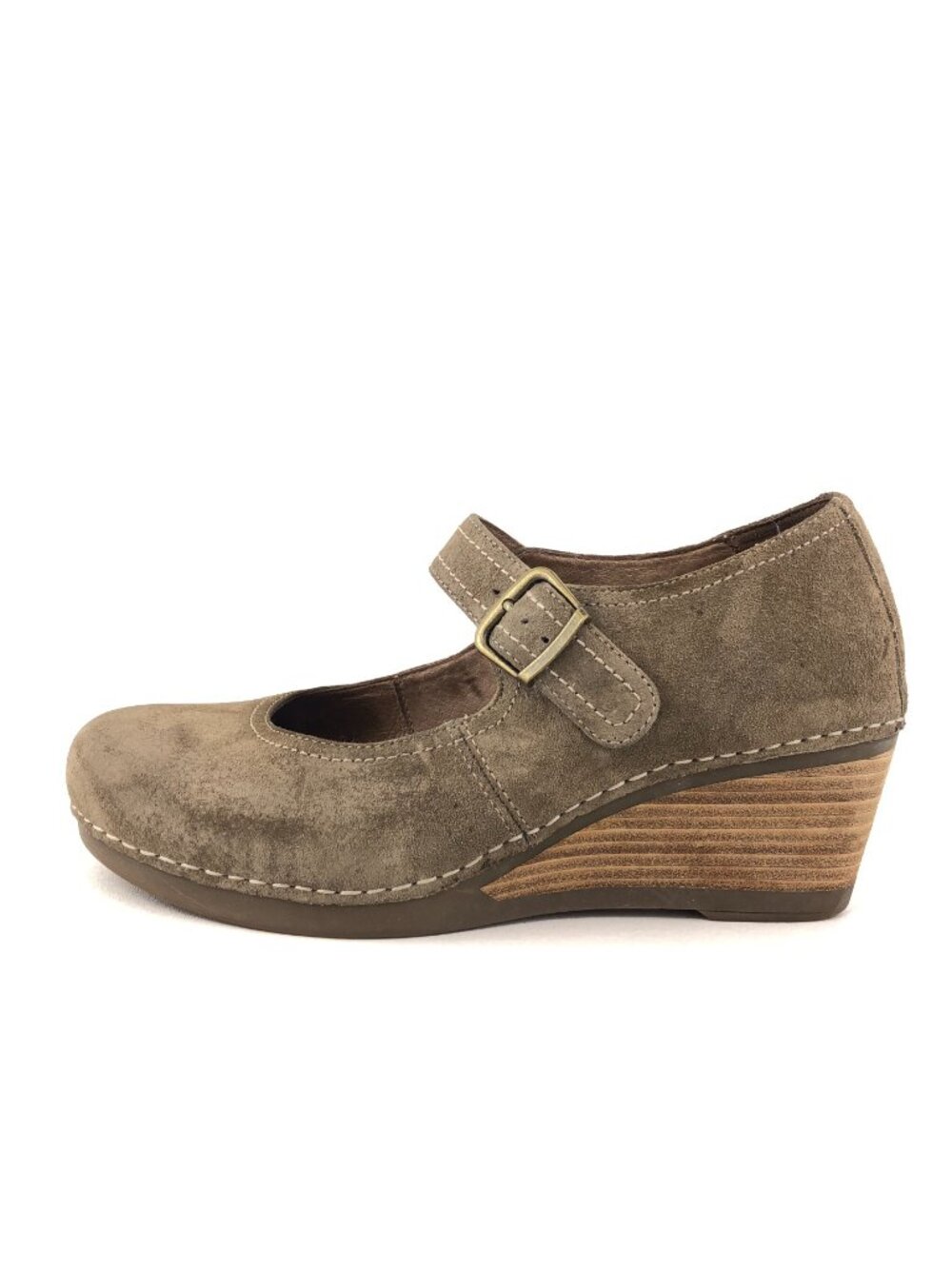 Dansko Sandra Brown Leather Mary Jane Wedge Shoes EUR 41